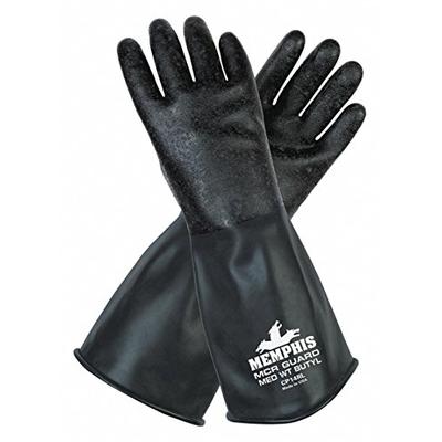MCR Safety CP14RXL 14" Long Butyl Rubber Gloves with 14 mil Rough Finish and Gauntlet Rolled Cuff (1
