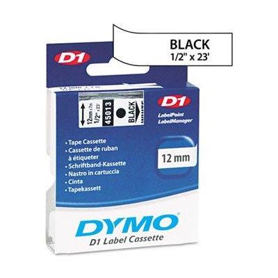 Dymo D1 Standard Tape Cartridge for Dymo Label Makers, 1/2in x 23ft, Black on White