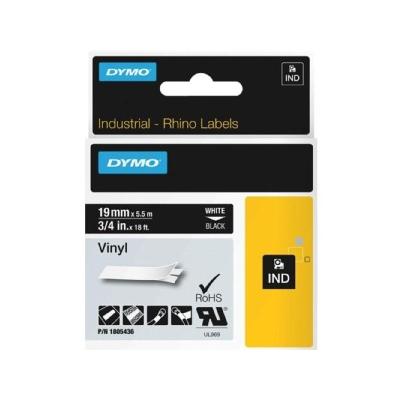1805436 IND 3/4 In. White on Black Vinyl Labels for RhinoPro