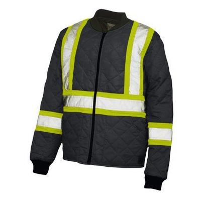 Work King Safety Men's Hi Vis Quilted Safety Jacket, Black, M