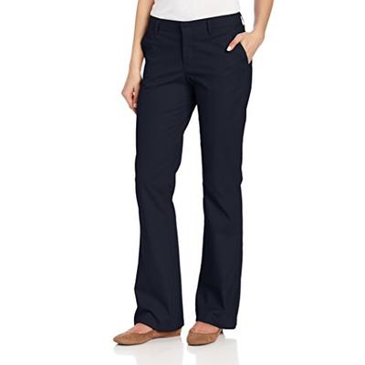 Dickies Women's Flat Front Stretch Twill Pant, Dark Navy, 10 Regular