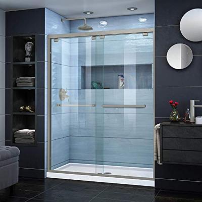DreamLine Encore 50-54 in. W x 76 in. H Frameless Semi-Frameless Bypass Shower Door in Brushed Nicke