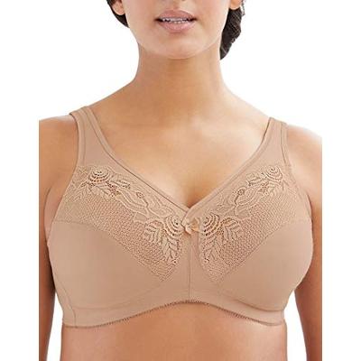Glamorise Women's Plus Size Full Figure MagicLift Wirefree Minimizer Support Bra #1003, Café, 44H