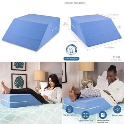 DMI Ortho Bed Wedge Elevated Leg Pillow, Supportive Foam 8 Inch, Blue