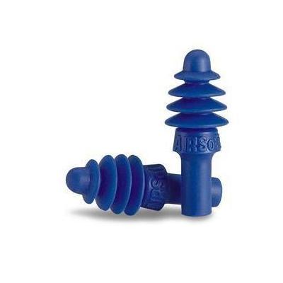 Howard Leightning AirSoft White Nylon Cord Reusable Earplugs Blue, 27 dB, 100/Box