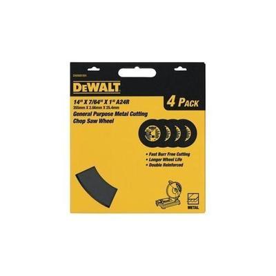 Dewalt DW8001B4 14" x 7/64" x 1" General Purpose Chop Saw Wheels - Metal (Package of 4)