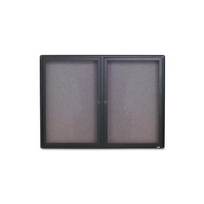2364L Indoor 2 Door 4' x 3' Graphite Frame Enclosed Fabric Bulletin Board Cabinet