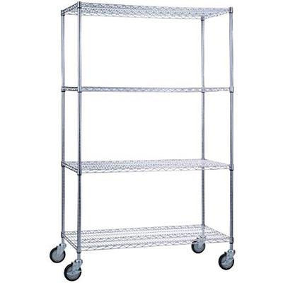 SafeRacks NSF Certified Commercial Grade Adjustable 4-Tier Steel Wire Shelving Rack with 4" Wheels -