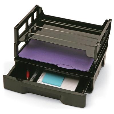 Officemate 26094 Recycled Drawer with Two Letter Trays, Black