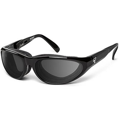 7eye by Panoptx Diablo Frame Sunglasses with Polarized Gray Lens, Glossy Black, Medium/Large