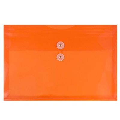 JAM PAPER Plastic Envelopes with Button & String Tie Closure - Letter Booklet - 9 3/4 x 13 - Orange