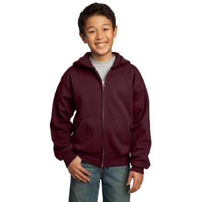 Port & Company Men's Ultimate Full Zip Hooded Sweatshirt,X-Small,Maroon.Maroon