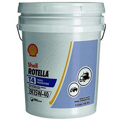 Rotella T4 Triple Protection Diesel Motor Oil 15W-40 CK-4, 5 Gallon - Pack of 1