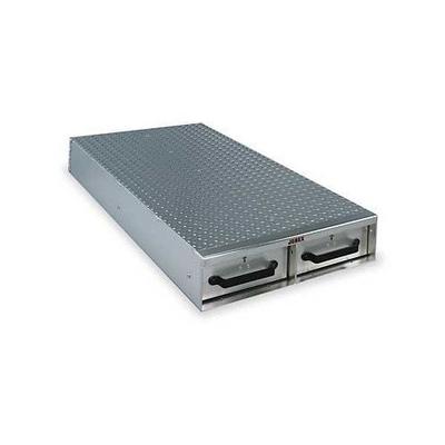 Jobox 1402980 2-Drawer Long Floor Heavy-Duty Aluminum Drawer Storage - (24" W x 6" H x 50" L)