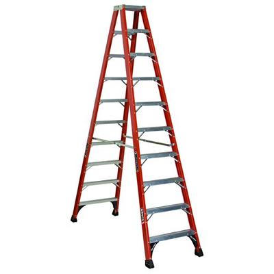 Louisville Ladder FM1410HD Fiberglass Twin Front Ladder, 10-Feet, 375-Pound Duty Rating