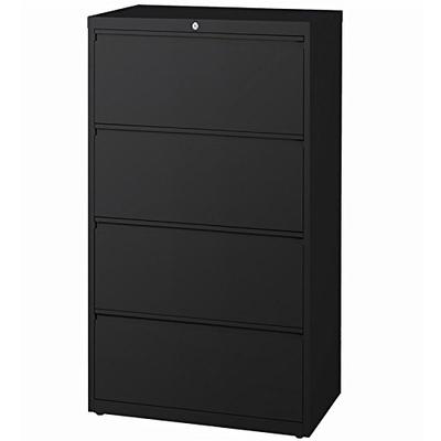 Hirsh HL8000 Series 36" 4 Drawer Lateral File Cabinet in Black