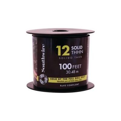 Southwire 11587338 100' 12 Gauge Black THHN Solid Wire