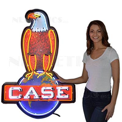 Case Eagle Old Abe Neon Sign In Shaped Steel Can by Neonetics with red, white, blue, yellow and oran