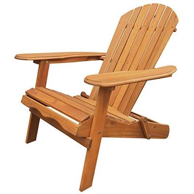 Leigh Country TX 36600 Folding Adirondack Chair-Natural Outdoor/Patio Furniture