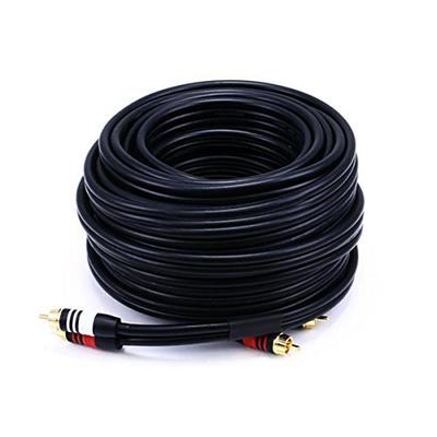 Monoprice Premium 2 RCA Plug/2 RCA Plug M/M Cable - 50 Feet - Black | 22AWG, Gold Plated