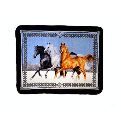 Shavel Hi Pile Luxury Oversized Throw, Running Horses, 60x80