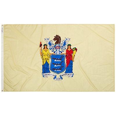 Annin Flagmakers Model 143680 New Jersey State Flag Nylon SolarGuard NYL-Glo, 5x8 ft, 100% Made in U