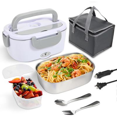 Electric Lunch Box Food Heater 80W Heated Lunch Box Portable Food Warmer Lunch Box with Removable 304 Stainless Steel Container