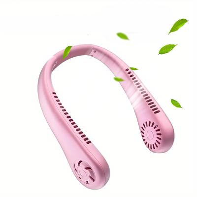 Hands-Free Hanging Neck Fan – Leafless USB Powered Portable Fan with 1200mAh Battery, Bladeless Cooling for Travel