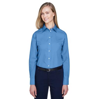 Devon & Jones D620W Women's Crown Collection Broadcloth Woven Dress Shirt in French Blue size Small | Cotton/Polyester Blend