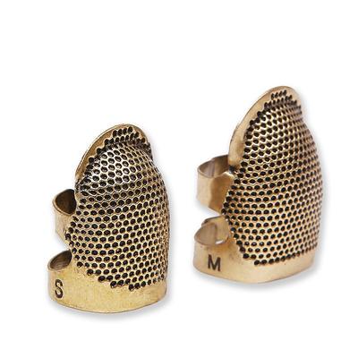 1pc Sewing Thimble Finger Protector, Adjustable Copper Thimble for Hand Sewing, Cross Stitch, Needlework, Thickened Finger Guard Tool